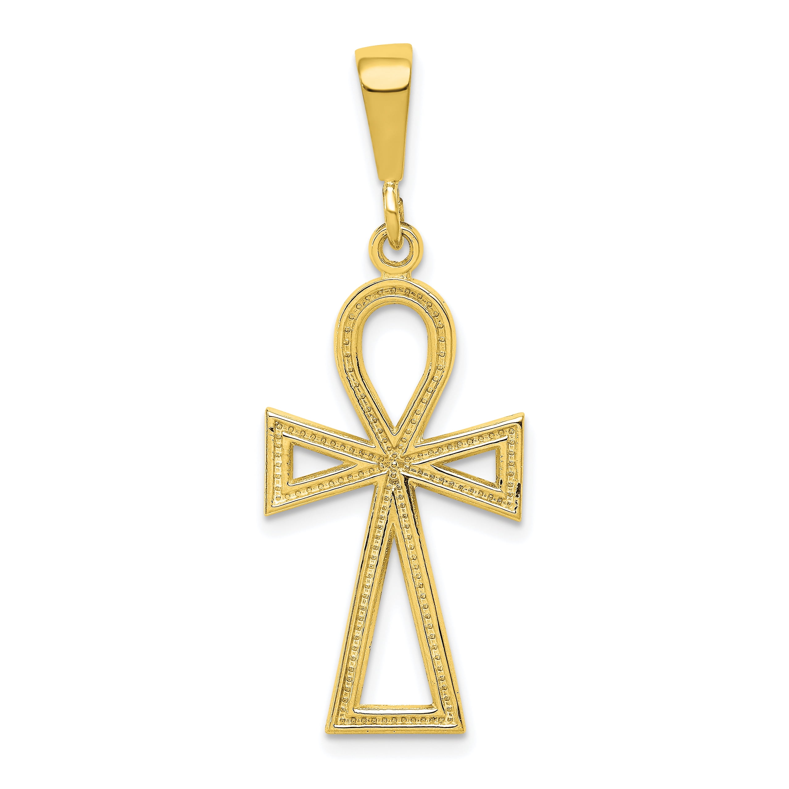 Egyptian Symbol for Life Charm Pendant 10 X 25mm 14k Yellow Gold Mini Ankh Cross with 18 Rolo Chain 