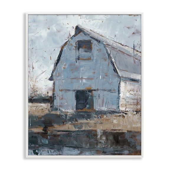 Stupell Industries Farmhouse Abstract Distressed White Barn White Framed Giclee Art, 11 x 14, by Ethan Harper