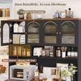 thumbnail image 5 of Hiphuta 71" Tall Pantry Cabinet with Arched Glass Doors, 47" Wide Kitchen Storage Cabinet with Microwave Stand & Charging Station, Hutch Cupboard for Kitchen Dining Room, Black, 5 of 7