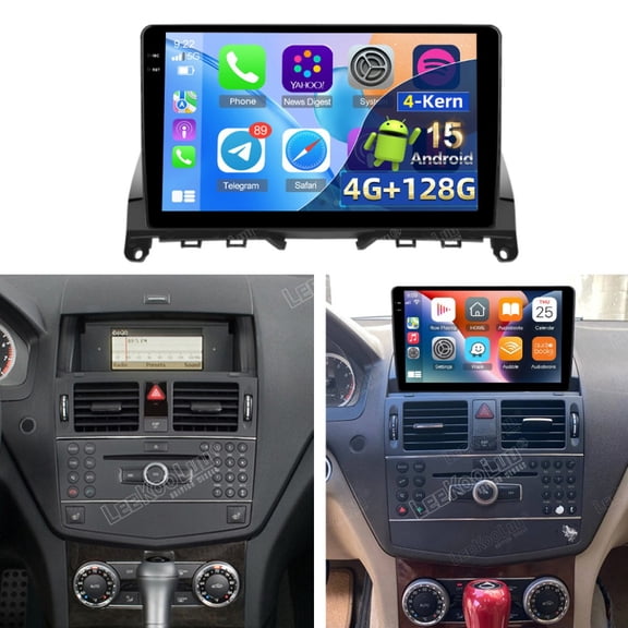 4 128GB Car Stereo Radio For Mercedes Benz C Class W204 S204 Android 15 Nav WIFI
