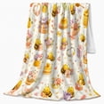thumbnail image 2 of Cheerful Bees and Honeycomb Theme with Floating Hearts and Butterflies Watercolor Art Flannel Blanket for Nature Lovers Housewarming Gift Soft Home Decor Living Room Dorm, 2 of 9