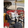 thumbnail image 4 of Outdoor Tablecloth with Umbrella Hole and Zipper, Red Christmas Snowman Square Table Cloth 54x54 Inch Waterproof Tablecloth, Xmas Snowflake Elk Tree Balls Picnic Table Cover for Patio Camping, 4 of 7