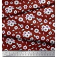 thumbnail image 3 of Soimoi Red Silk Fabric Feathers & Anemone Floral Print Fabric By Yard 44 Inch Wide, 3 of 3