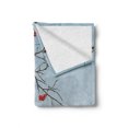 thumbnail image 2 of Rowan Soft Flannel Fleece Throw Blanket, Bullfinch Birds Flying and on Branches Winter Themed Graphic Design, Cozy Plush for Indoor and Outdoor Use, 50" x 70", Dark Brown Pale Blue, by Ambesonne, 2 of 6
