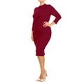 thumbnail image 4 of Women's Plus Size Mock Neck Mini Dress Lightweight 3/4 Sleeve Bodycon Fit, 4 of 5