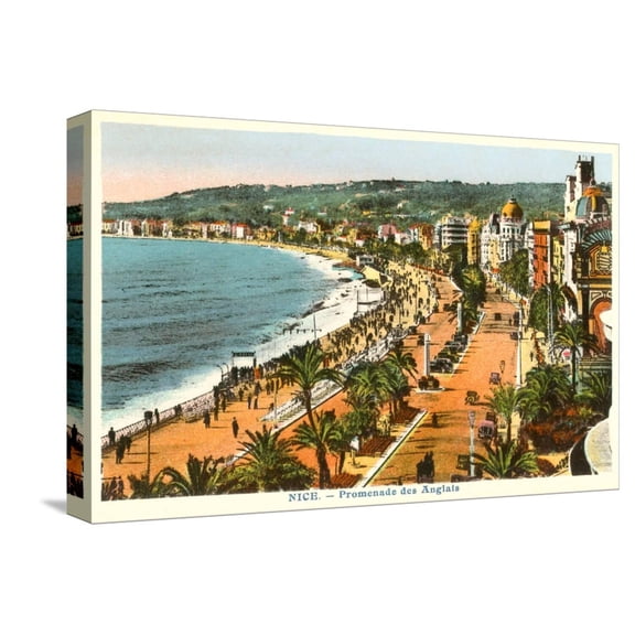 Art.com English Promenade, Nice, France Stretched Canvas Print Wall Art, 18" x 12"