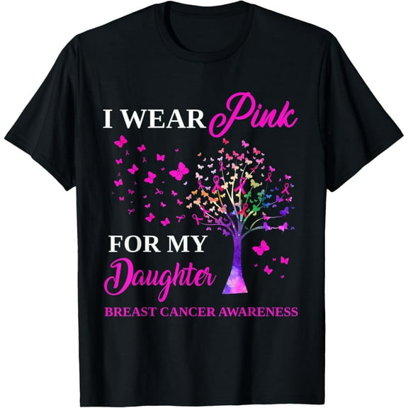 I Wear Pink For My Daughter Breast Cancer Awareness Tree T-Shirt