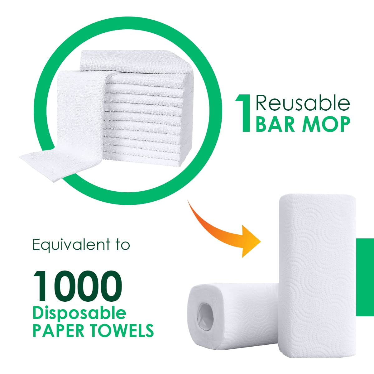 Avalon Towels Terry Bar Mop Towels (Value Pack of 60) Size 14"x17" – Absorbent and Durable, Multipurpose Towels, Cotton Cleaning Rags, Kitchen Towels, Restaurant Towels, Reusable Shop Rags (White)