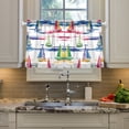 thumbnail image 2 of Yayeee Kitchen Curtains Tier Pair Light Filtering 27"x36" Rod Pocket Short Cafe Window Panel, Hand Drawn Sailboats, 2 of 7