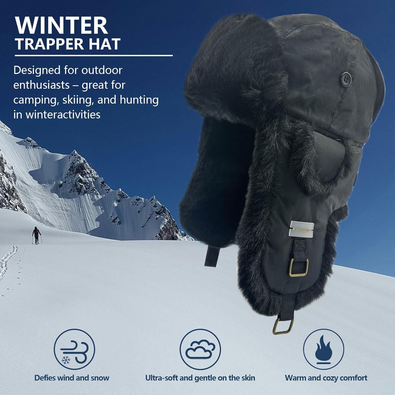 Winter Trapper Hat for Men and Women,Russian Ushanka Aviator Warm Cold Proof Ski Hunting Cycling Winter Hats