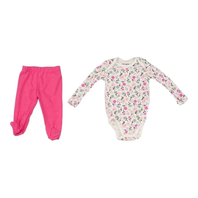 Conjunto George Conjunto, marca George, pañalero manga larga, pantalón con pie, beba, talla 0M
