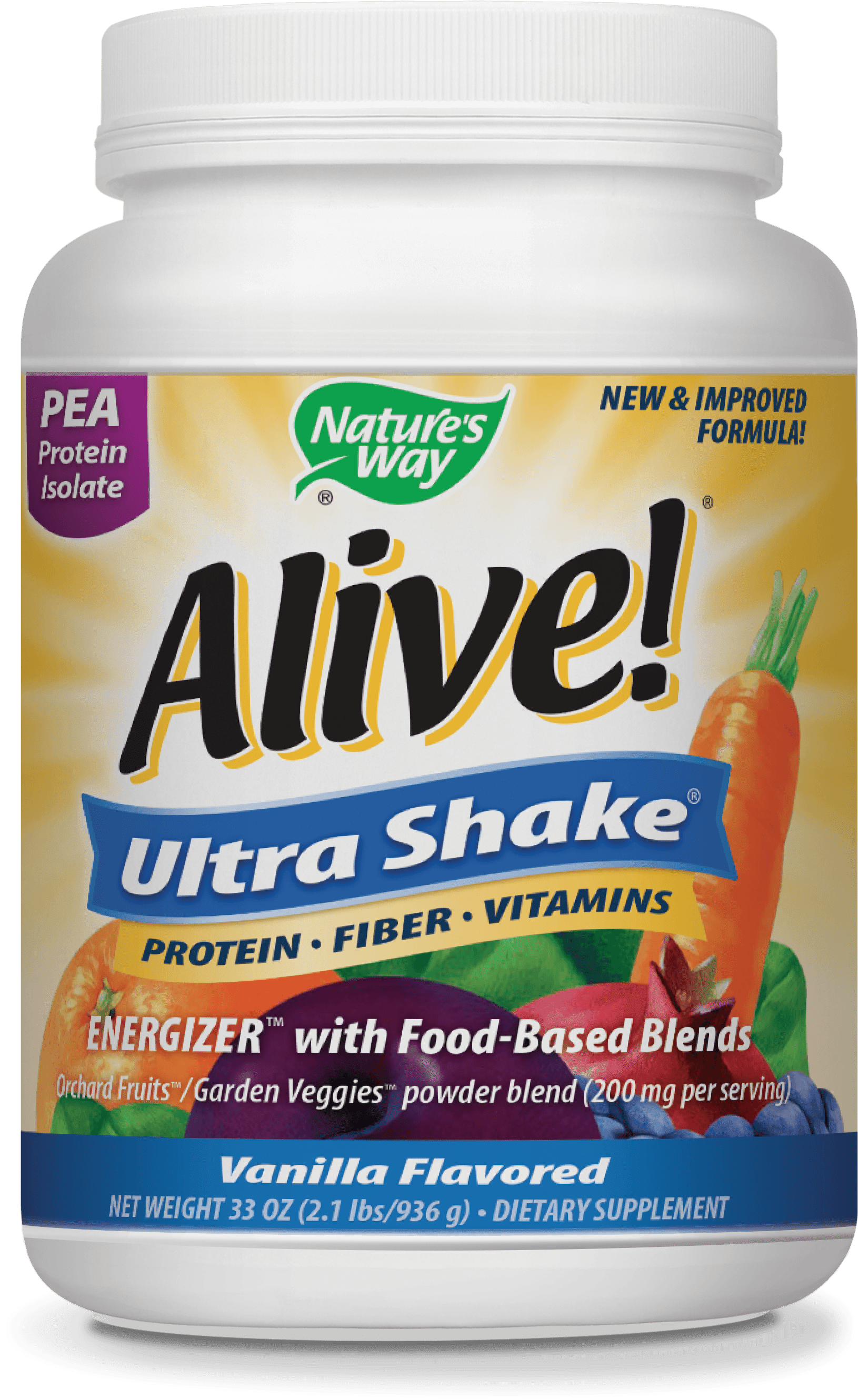 Natures Way Alive! Pea Protein Shake Vanilla Flavor 26 Servings 2.1 lbs