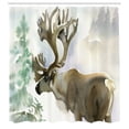 thumbnail image 3 of Ambesonne Deer Shower Curtain, Winter Forest Paint Style, 69"Wx70"L, Beige Green, 3 of 5