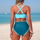 thumbnail image 4 of Tankini Moda Mujer Sin Mangas Patchwork Bikini Traje de Baño Push-Up Acolchado Traje de Baño Blusa Pantalones Cuello en V Nudo Delantero Conjuntos de Dos Piezas Traje de Baño de Dos Piezas para Mujer, 4 of 7