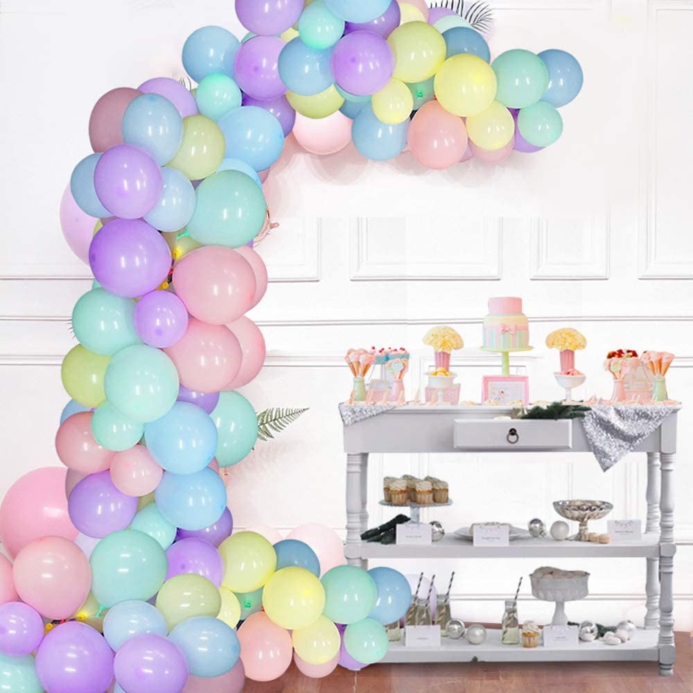 FRETOD Pastel Party Balloons 100Pcs Balloon Garland Kit with15M Balloon Chain, 