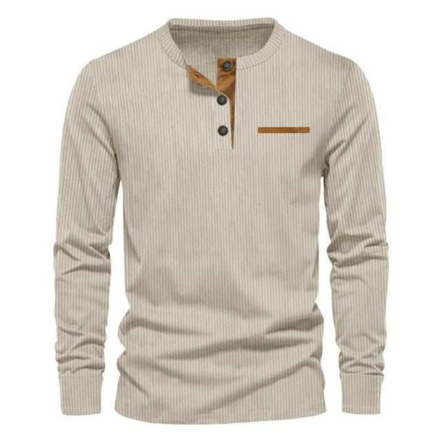 GigrtiJin Chemise en Velours Côtelé à Manches Longues pour Homme, Décontractée, Ajustée, Légère, Chandails à Col Rond Décontractés, Mode, Chandail à Boutons, Hauts