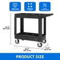 thumbnail image 4 of DEXTRUS Chariot Utilitaire Robuste à Roulettes avec Roues Verrouillables, Chariot de Service en Plastique HDPE à 2 Tablettes, Capacité de 550 Lb, 40 Pouces x 17 Pouces x 34 Pouces, pour Garage, Entrepôt et Atelier, Noir, 4 of 10
