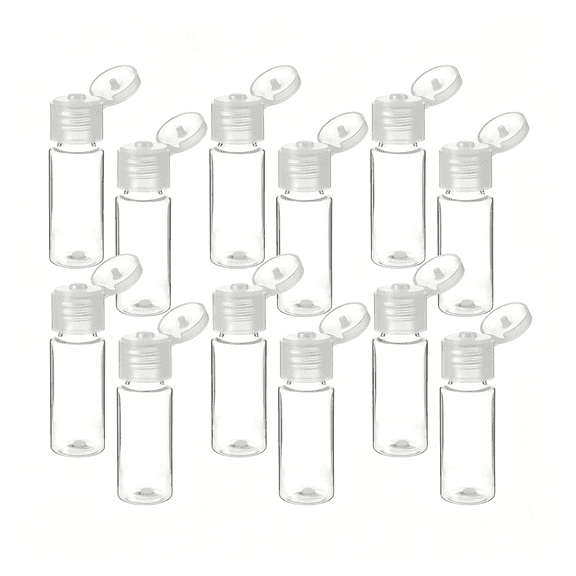ACDANC 12 Pcs 15ml/0.5oz Small Travel Containers Refillable Travel Size Containers with Flip Cap, Small Plastic Bottles for Emollient Water Sample Shower Gel Makeup Lotion Emulsion