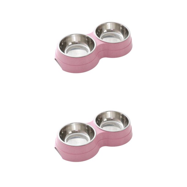 Greeniant Cuencos dobles para mascotas - Acero inoxidable Conveniente para alimentar mascotas en el hogar Accesorios para perros de acero Rosa 1 2piezas