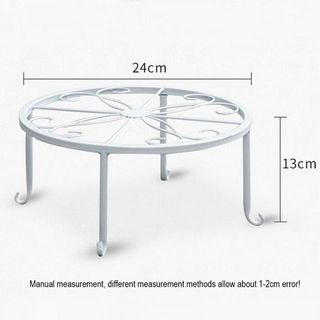 Promotion Metal Potted Plant Stands for Indoor Corner and Outdoor Plants 9.4 Inches Flower Pot Planter Holder, White Color, Round