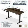 thumbnail image 2 of MotionGrey - Ergo2 Adjustable Electric Standing Desk with Memory Settings - 55" x 24" Dark Brown Top Black Frame - Ergonomic Desk for Home and Office, 2 of 8
