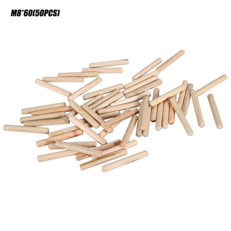 

50pcs Cabinet Drawer Round Fluted Wooden Craft Dowel Pins Rods (M8*60)