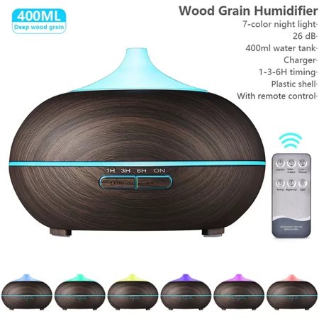 

Humidifier Oil Diffuser For Home 400ml Wood Grain Cold Fogger Ultrasonic Mist Maker with Remote Control