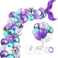 thumbnail image 1 of Otro jardín decorativo kit de guirnalda de globos de sirena, suministros de fiesta de arco de cola de sirena con globos de confeti verde púrpura para fiesta de cumpleaños de sirena, 1 of 5