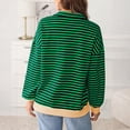 thumbnail image 5 of dGslk Women’s Long Sleeve Striped Pullover Top Casual Half Zip Collar Loose Fit Sweatshirt for Everyday Comfort and Style Green M, 5 of 6