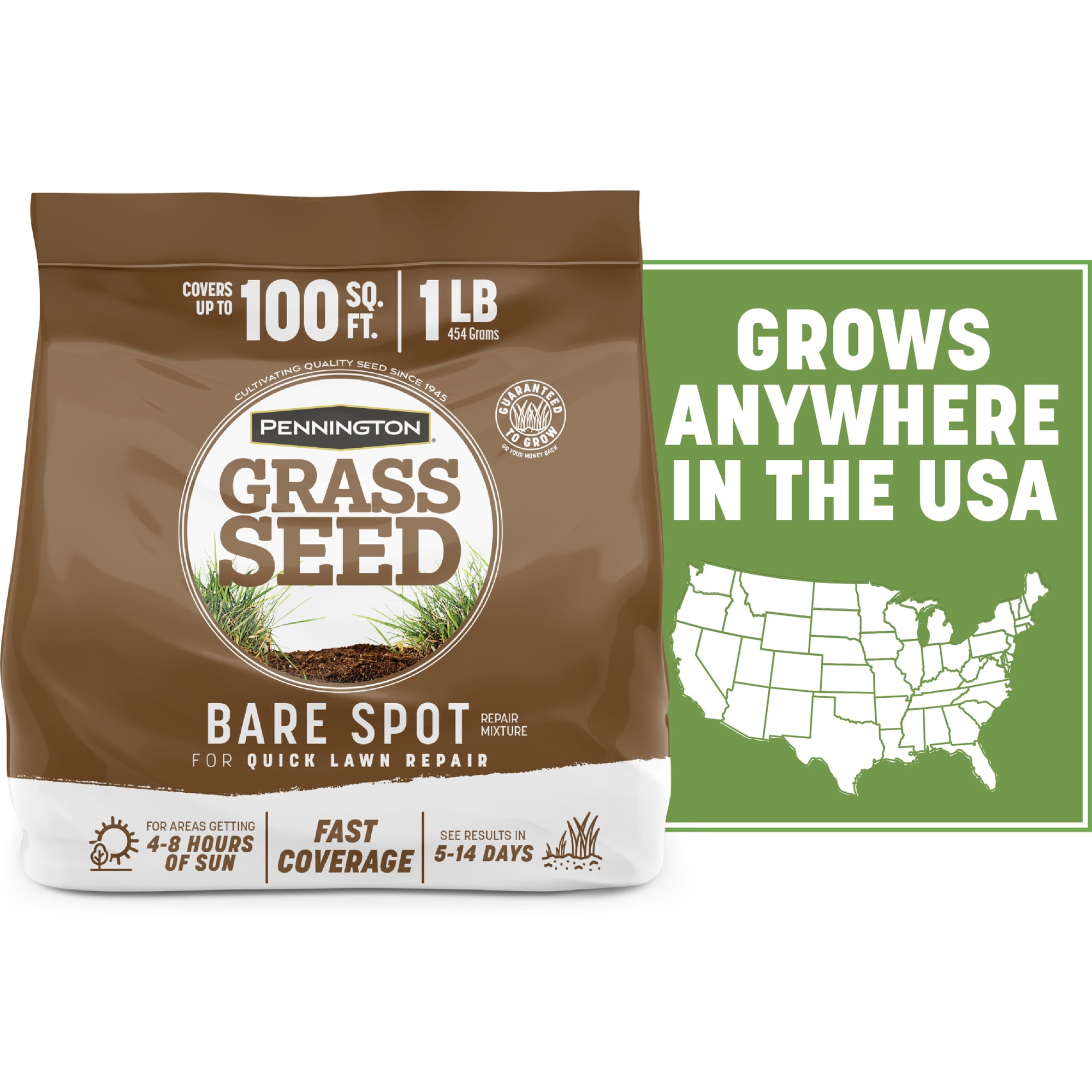Pennington Bare Spot Grass Seed Mix, Grass Seeds for Lawn, for Sun to Partial Shade, 1 lb.