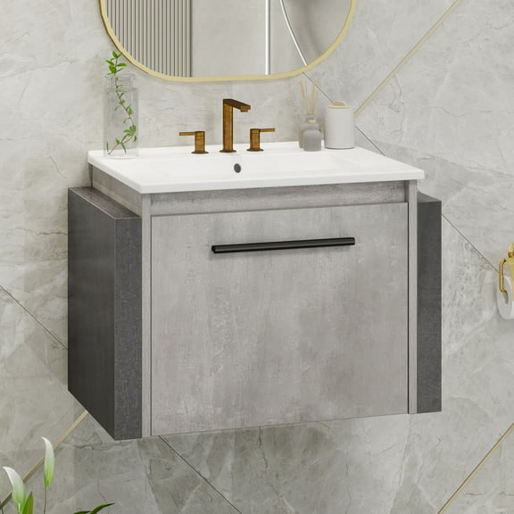 Uforic 22" Floating Bathroom Vanity, Modern Wall Mount Bathroom Vanity with Sink Combo, Gray