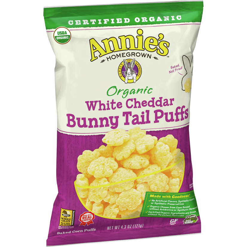 Annie's Bunny Tail White Cheddar Cheese Puffs, Certified Organic, 4.3