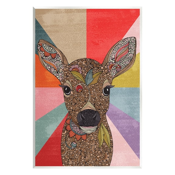 Stupell Industries Detailed Fawn Pop Style Stripes Floral Patterns Graphic Art Unframed Art Print Wall Art, Design by Valentina Harper