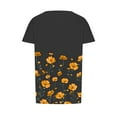 thumbnail image 3 of Royisotas Yellow Oversized Tops for Women Short Sleeve Summer Casual Shirts Floral Gaphic Pleated Crew Neck Women Tshirt, 3 of 5