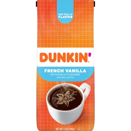 Dunkin' French Vanilla Ground Coffee, 12 Ounce Bag (Pack of 6)
