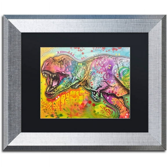 Trademark Fine Art "T Rex 2" Canvas Art by Dean Russo, Black Matte, Silver Frame