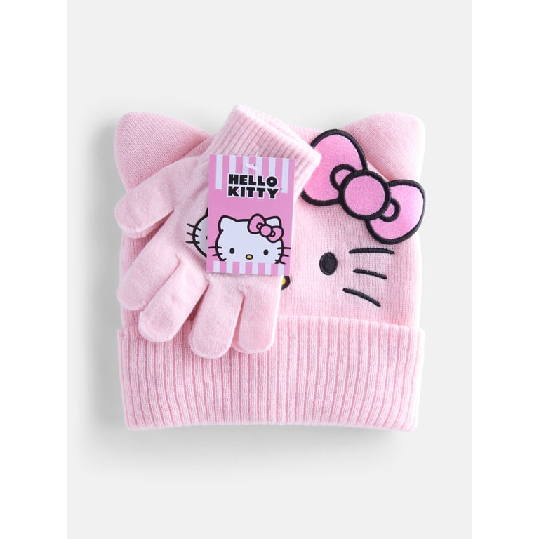 Hello Kitty Girls Knit Beanie and Gloves Set photo 2