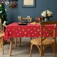 thumbnail image 3 of Christmas Tablecloth 60×84 Inch, Gold Snowflake Christmas Table Cloth for Winter, Red Christmas Tablecloths, Waterproof Spill-Proof Table Cover for Table, Kitchen, Dining, Holiday, 3 of 5