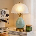 thumbnail image 5 of Vintage Lamp for Living Room,16" Modern Ceramic Table Lamps for Bedroom,Retro Bedside Nightstand Traditional Lamps, Classic Chinoiserie Green Lamp for Home Decor, 5 of 7