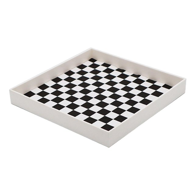 Bandeja de almacenamiento decorativa multiusos, organizador de maquillaje inferior de tablero de ajedrez, plato de almacenamiento de cosméticos, plato Cuadrado