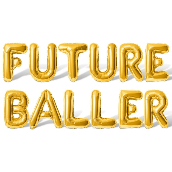 Letter Balloons - FUTURE BALLER 16" Inch Alphabet Letters Foil Mylar Balloon Baby Shower Party Banner (Gold)