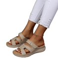 thumbnail image 3 of Sandalias de cuña con punta abierta y correas cruzadas para mujer Zapatos casuales de playa de verano Zapatillas/39/Caqui Afortunado Sencillez, 3 of 4
