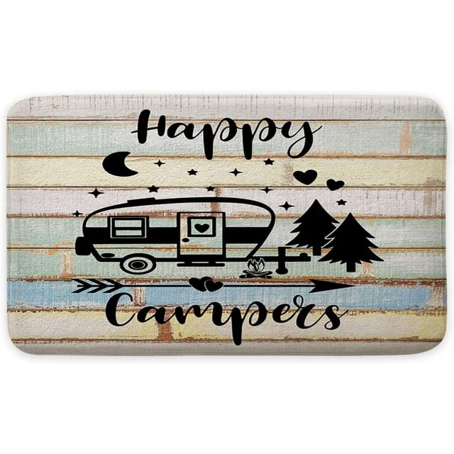 Happy Camper Bathroom Rugs, RV Bathroom Accessories for Travel Trailers