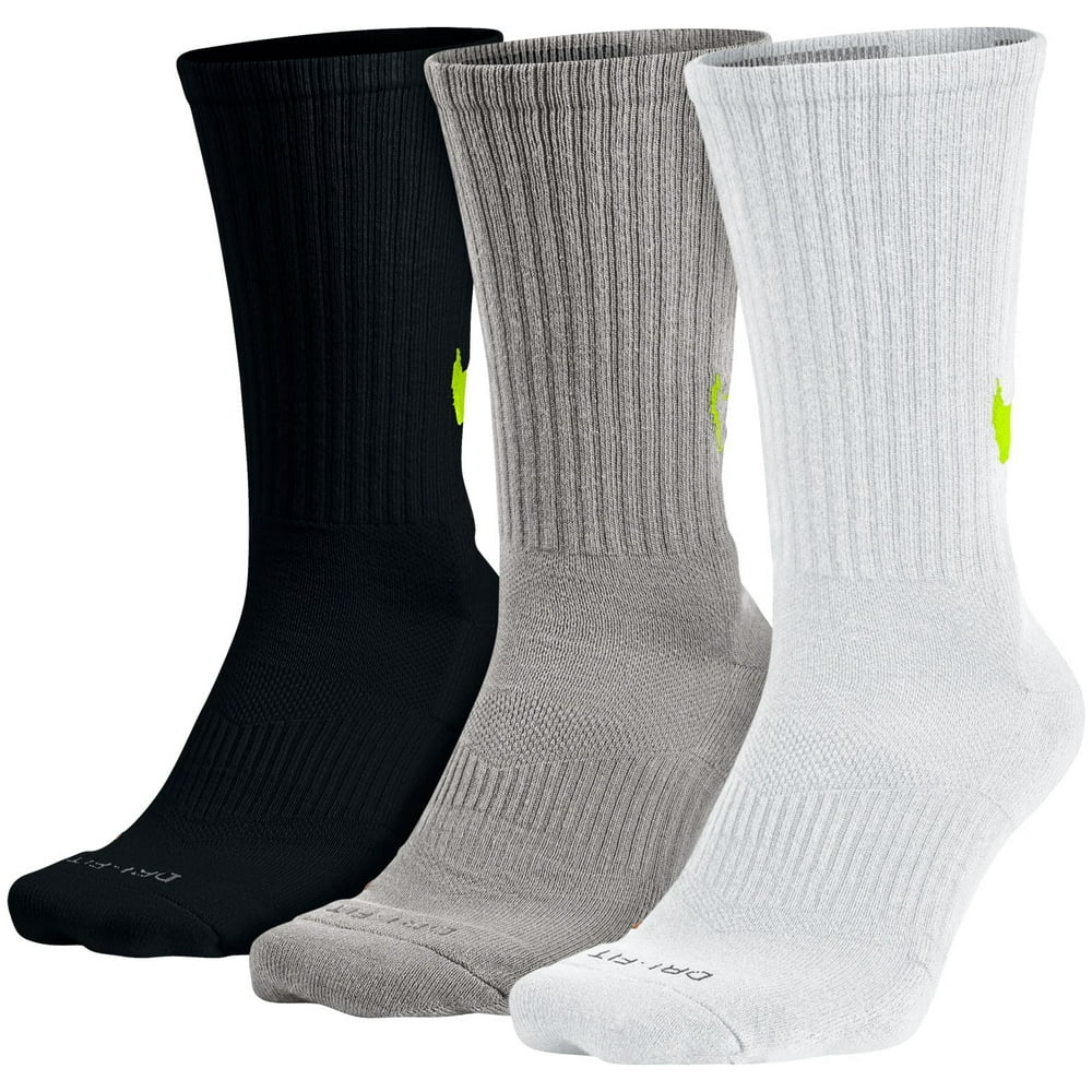 Nike Nike DriFIT Cotton Swoosh HBR Crew Socks 3 Pack (Black/Grey
