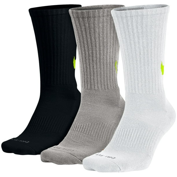 Nike Nike DriFIT Cotton Swoosh HBR Crew Socks 3 Pack (Black/Grey