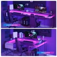 thumbnail image 3 of GloryStar U Shaped Home Office Desk, Reversible L Shaped Gaming Computer Desk with Power Outlets,126 Inch Computer Desk with Monitor Stand and LED Lights,Storage Shelves,Storage Bag and Hooks, 3 of 9