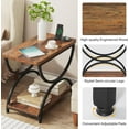 thumbnail image 6 of CRXX 2-Tier End Side Table with Stylish Metal Frame, Vintage Rectangular Bedside Nightstand for Bedroom, Wood and Metal Chair Side Tables Living Room (1, Rustic Brown+Black), 6 of 7