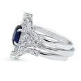 thumbnail image 3 of BERRICLE Sterling Silver Halo Wedding Engagement Rings Simulated Blue Sapphire Oval Cut Cubic Zirconia CZ Wishbone Ring Set for Women, Rhodium Plated Size 4, 3 of 17