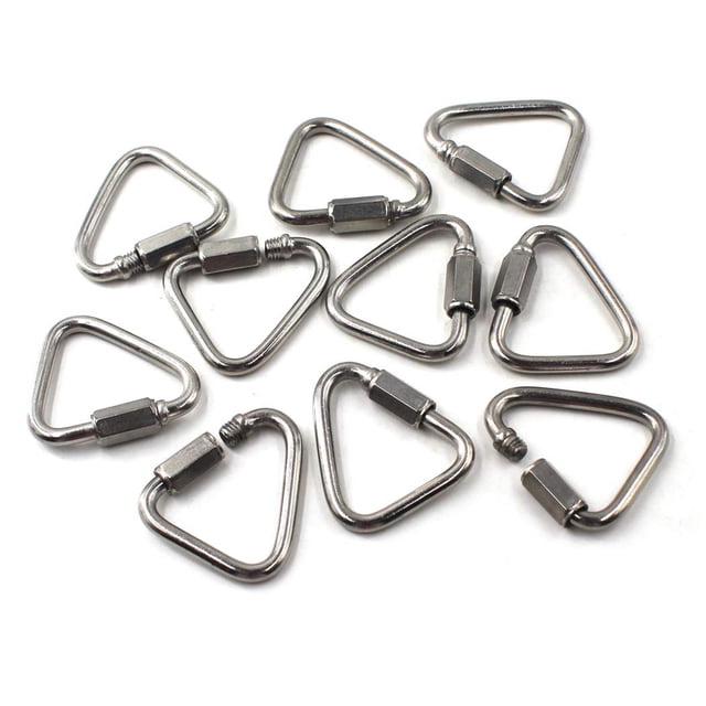 Flomore M4 Delta Quick Link 304 Stainless Steel Triangle Quicklink Chain Connector Screw Lock Carabiner Pack of 10