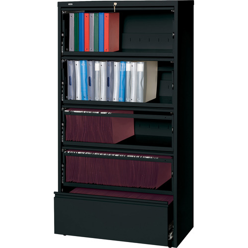 Lorell Receding Lateral File with Roll Out Shelves - 5-Drawer 36"x18.6"x69" - 5 x Drawer(S) for File - image 2 of 4